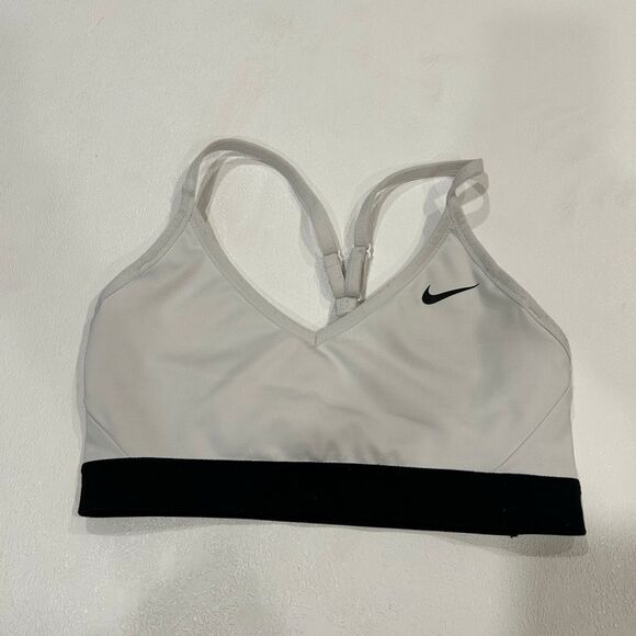 Nike Dri-Fit Sports Bra Small Gray Black Band Activewear - Picture 1 of 6